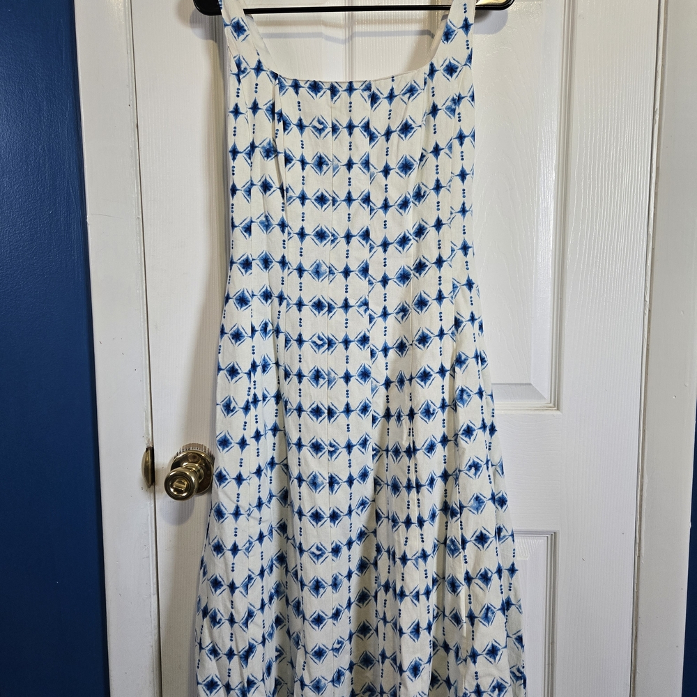 Christian Lacroix Blue and White Linen Floral Dress